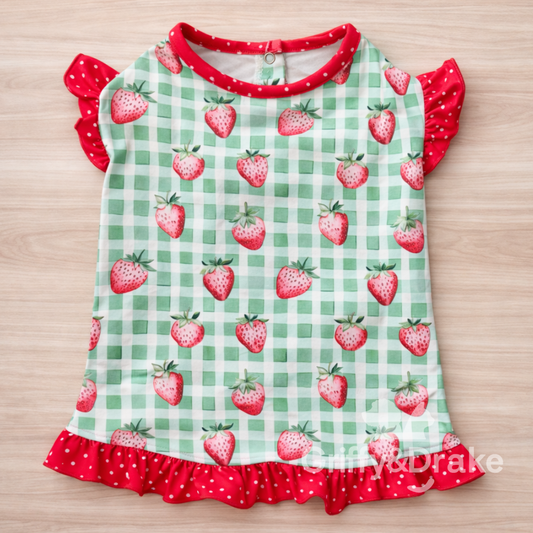 Strawberry ruffle shirt